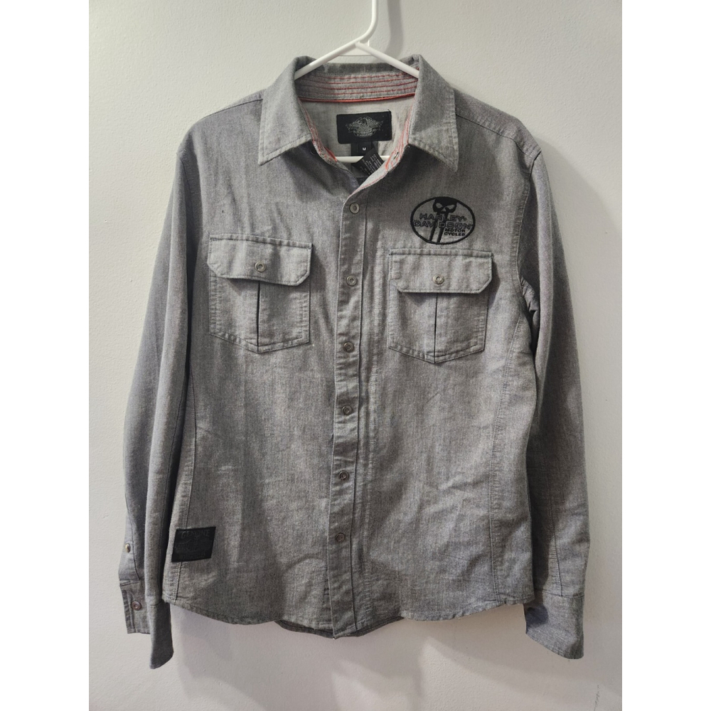 Harley-Davidson Men Shirt Long Sleeve Grey Size Medium Pre-Owned